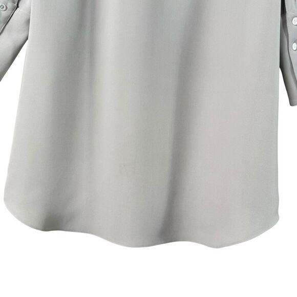 Xander 100% Silk Long Button Down Tunic Blouse Shirt Dress in Light Gray, Size 4 - Picture 9 of 10